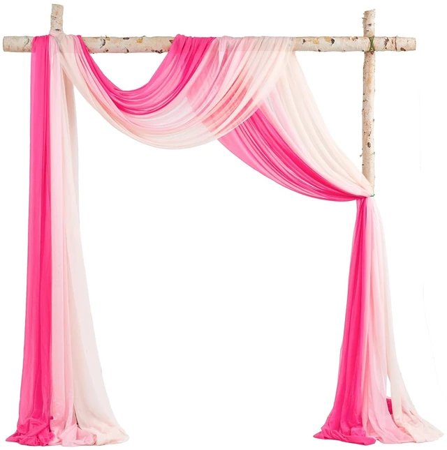 Main image of Weddings Arch Draping Fabric 3-Panel Ombre, Sheer Swag 30"x 20ft Chiffon Tulle Curtain Shimmery Ombre Swag Decor for Wedding Ceremonies Outdoor Event Birthday Parties Showers