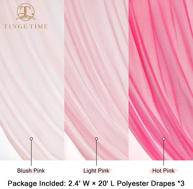 Alt view image 2 of 7 - Weddings Arch Draping Fabric 3-Panel Ombre, Sheer Swag 30"x 20ft Chiffon Tulle Curtain Shimmery Ombre Swag Decor for Wedding Ceremonies Outdoor Event Birthday Parties Showers