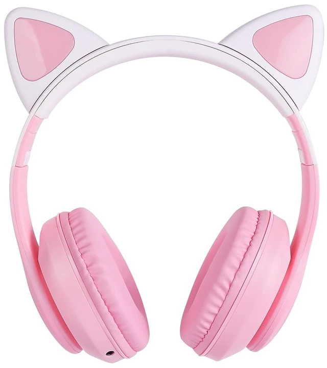 Alt view image 6 of 7 - Kids Wireless Headphones LED Light up Cat Bluetooth Headphones, Color Changing Cat Ear Wireless Headsets with Microphone for Kids/Girls/School/Christmas (Pink Pro)
