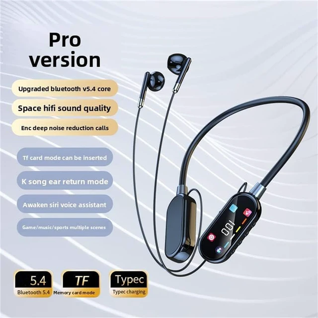 Alt view image 2 of 7 - Wireless Neckband Earphones with LED BT5.3 20H Play time Water Resistant Noise Cancelling for Sports and Gaming (Black)