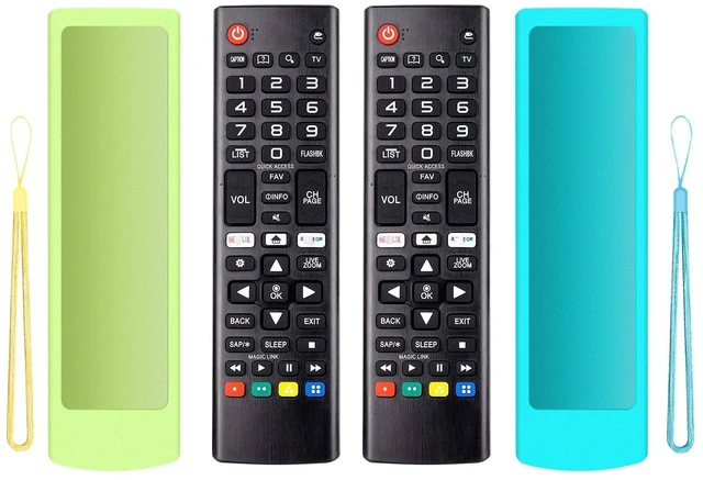 Main image of (2+2 Packs) Universal Replacement Remote No Setup Fit LG All TV Remote with Anti-Lost Soft Protective Silicone Cover Case Blue & Yellow Compatible with LG All Smart LCD LED HDTV UHD OLED 3D 4K TVs