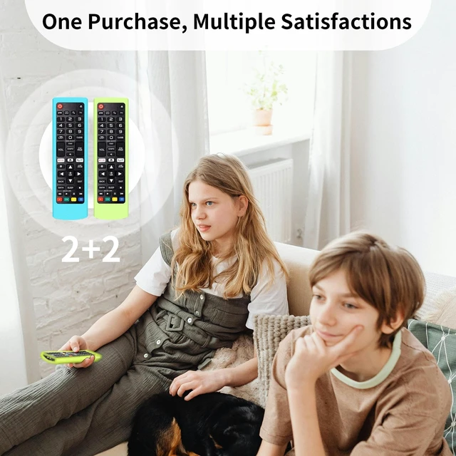 Alt view image 7 of 7 - (2+2 Packs) Universal Replacement Remote No Setup Fit LG All TV Remote with Anti-Lost Soft Protective Silicone Cover Case Blue & Yellow Compatible with LG All Smart LCD LED HDTV UHD OLED 3D 4K TVs