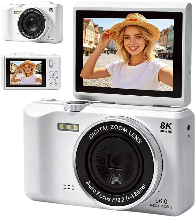Main image of 8K Digital Camera,96MP Autofocus Vlog Camera with 180° Flip Screen, WiFi FillLight,Webcam Function,Slow Motion TimeLapse,Portable Compact Camera for Teens Beginners Photography Vlogging