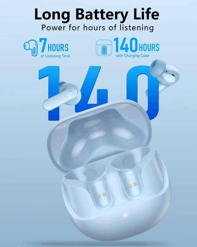 Alt view image 3 of 7 - Wireless Earbuds with Active Noise Cancelling,140-Hour Long Battery Life Bluetooth 5.4 Ear Buds,Multi-Device Pairing,Enhanced Clear Call,Deep Bass Stereo Headphone,in-Ear Earphones