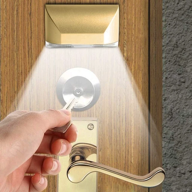 Alt view image 5 of 7 - Home Keyhole Light for Door Lock Motion Sensor Lights Indoor 2Pack Gold Wireless Night Light,Battery Operated,Auto On/Off Mini LED Light for Stairway, Closet, Cabinet, Hallway