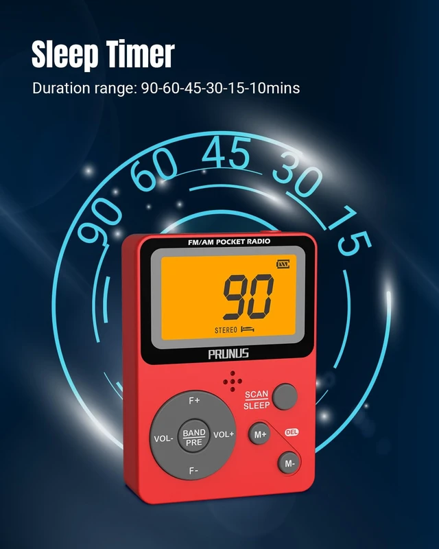 Alt view image 5 of 6 - J-159 Pocket AM FM Radio Portable with Stereo Earphone (No Speaker) 2 x AAA Powered, Manual Preset, Lock Key, Backlight, Sleep Timer, Mini Radios, Digital Radio, Battery Operated Radio
