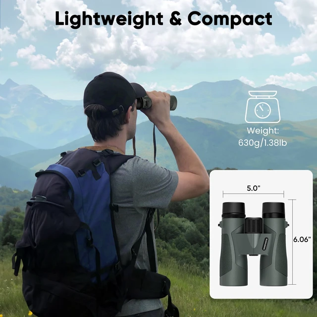 Alt view image 4 of 7 - 10x42 Binoculars for Adults, IP67 Waterproof Binoculars High Powered, Fogproof, Shockproof Binoculars for Bird Watching, Cruise Ship, Outdoor Hunting, Travel, Sightseeing