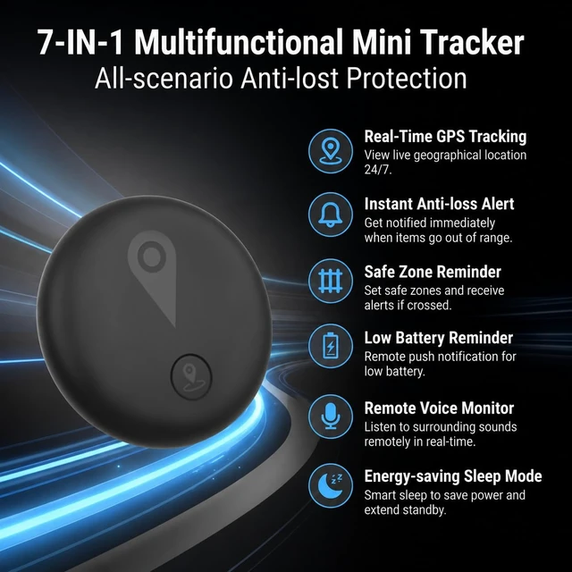 Alt view image 2 of 7 - GPS Tracker for Vehicles, 2 Pack Magnetic Hidden GPS Tracker Mini Portable GPS Tracker for iOS Locate (iOS Only), No Monthly Fee Subscription No SIM Card Required - Black
