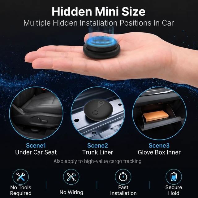 Alt view image 5 of 7 - GPS Tracker for Vehicles, 2 Pack Magnetic Hidden GPS Tracker Mini Portable GPS Tracker for iOS Locate (iOS Only), No Monthly Fee Subscription No SIM Card Required - Black