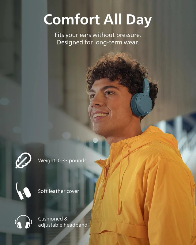 Alt view image 4 of 7 - H4205 Wireless Headphone,On-Ear Bluetooth Headphone with BASS Boost,Quality Sound,32mm Drivers,29-Hour Battery Life,Fast Charging,Lightweight,Adjustable Cushioned Headband,Soft Ear Cups,Black