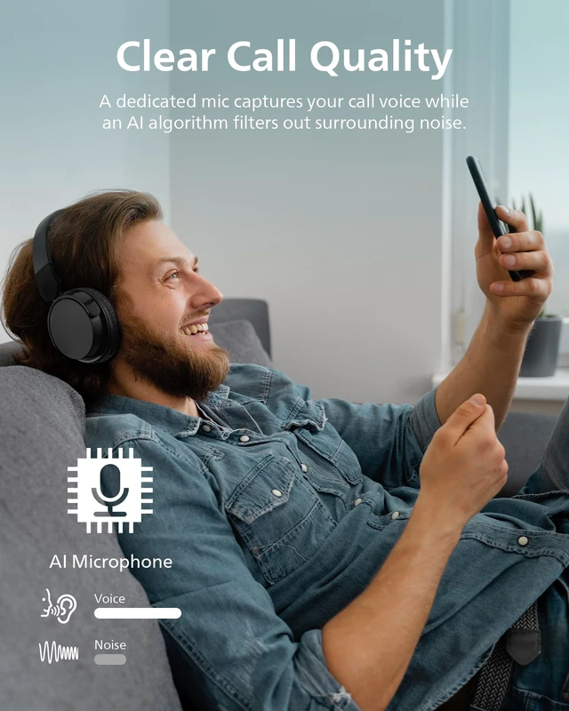 Alt view image 3 of 7 - H3209 Wireless Headphones,On-Ear Bluetooth Headphones, Dynamic Bass, Sound Signature,Clear Call,25H Battery Life,Fast Charging,Soft Ear Cups,Bluetooth 5.3,Compact Design,Light,Dark Black