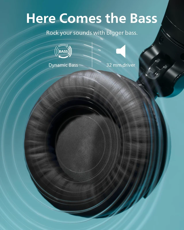 Alt view image 2 of 7 - H3209 Wireless Headphones,On-Ear Bluetooth Headphones, Dynamic Bass, Sound Signature,Clear Call,25H Battery Life,Fast Charging,Soft Ear Cups,Bluetooth 5.3,Compact Design,Light,Dark Black