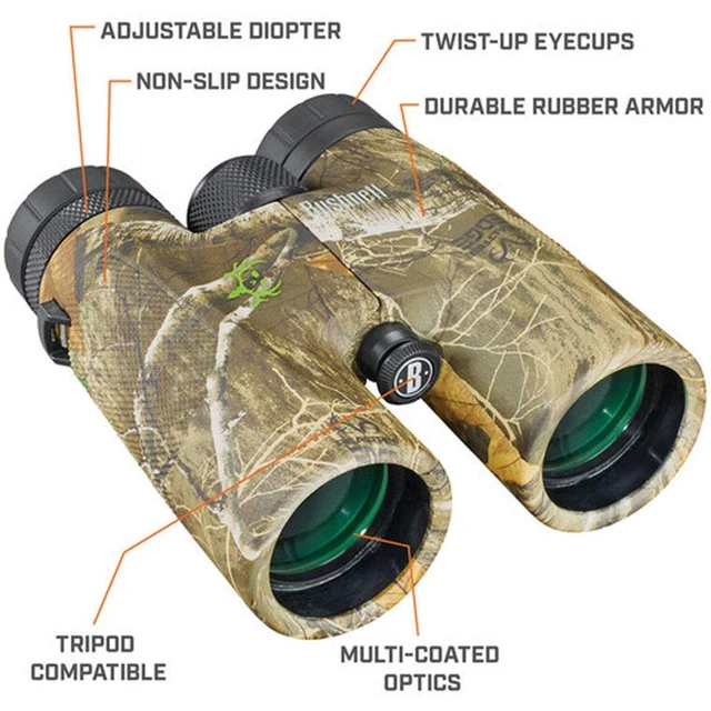 Alt view image 5 of 7 - PowerView 10x42 BoneCollector Binoculars, Realtree Edge Camo Diamond-Cut Non-Slip Grip, Multi-Coated Optics for Low-Light Clarity, Compact 22 oz Design, Tripod Compatible