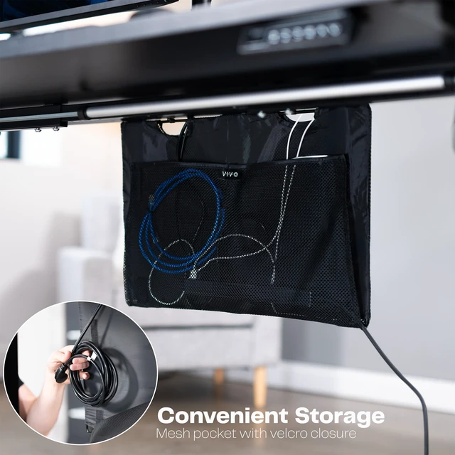 Alt view image 6 of 7 - Black Under Desk 24 in Cable Management Sleeve, DESK-SKIRT-24 Privacy Desk Skirt, Cable Organizer, Wire Hider Kit Panel System