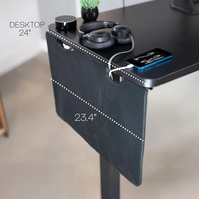 Alt view image 5 of 7 - Black Under Desk 24 in Cable Management Sleeve, DESK-SKIRT-24 Privacy Desk Skirt, Cable Organizer, Wire Hider Kit Panel System