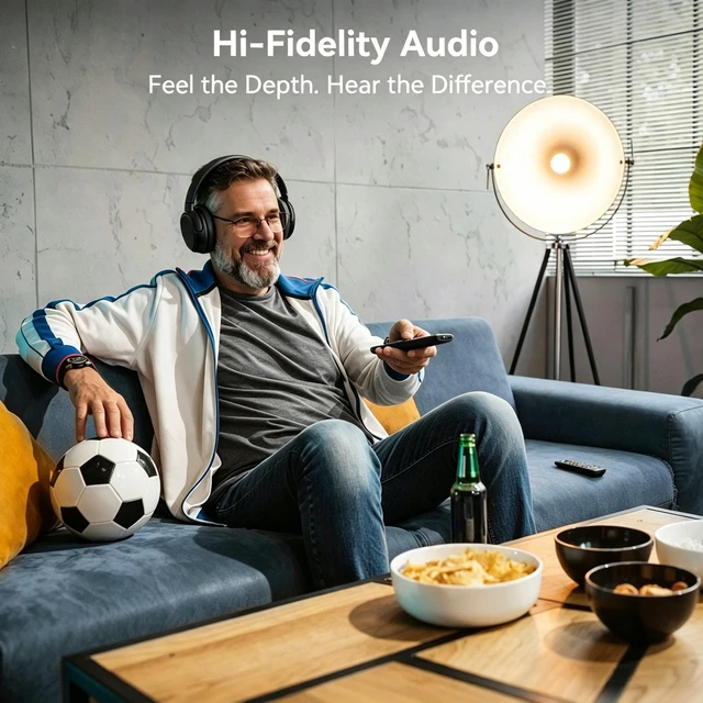 Alt view image 3 of 6 - Wireless Headphones for TV Watching with Charging Dock, 45H Playtime, Bluetooth 5.3, Clear Voice, No Audio Delay, Plug & Play Over-Ear Headset for Seniors