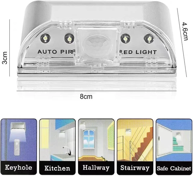 Alt view image 3 of 7 - Home Keyhole Light for Door Lock Motion Sensor Lights Indoor 2Pack Silver Wireless Night Light,Battery Operated,Auto On/Off Mini LED Light for Stairway, Closet, Cabinet, Hallway