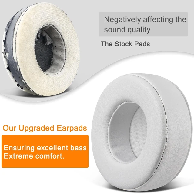 Alt view image 4 of 4 - Earpads Replacement for Skullcandy Hesh & Hesh 2 Wireless Over-Ear Headphones, Ear Pads Cushions with Soft Protein Leather, Noise Isolation Foam - White