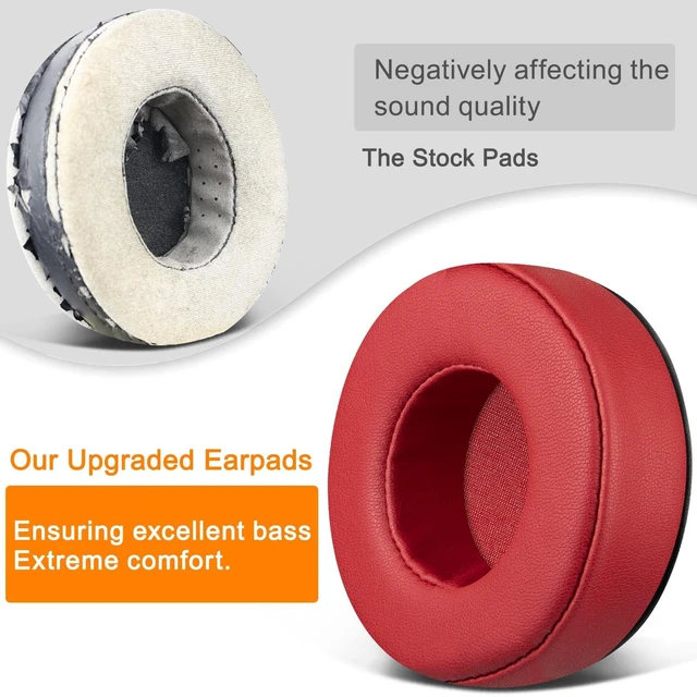 Alt view image 4 of 4 - Earpads Replacement for Skullcandy Hesh & Hesh 2 Wireless Over-Ear Headphones, Ear Pads Cushions with Soft Protein Leather, Noise Isolation Foam - Red