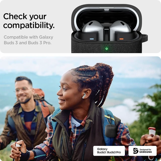 Alt view image 2 of 6 - Urban Fit Designed for Galaxy Buds3, Buds3 Pro & 3 FE (2025/2024) Premium Nylon Fabric, Carabiner Included, Wireless Charging Compatible, Black