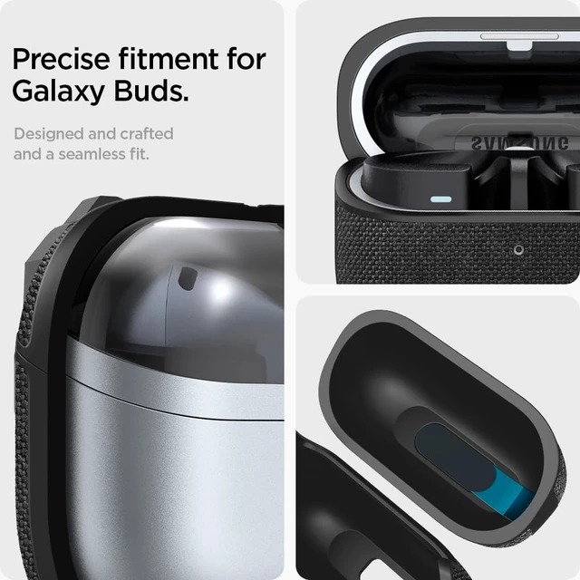Alt view image 4 of 6 - Urban Fit Designed for Galaxy Buds3, Buds3 Pro & 3 FE (2025/2024) Premium Nylon Fabric, Carabiner Included, Wireless Charging Compatible, Black