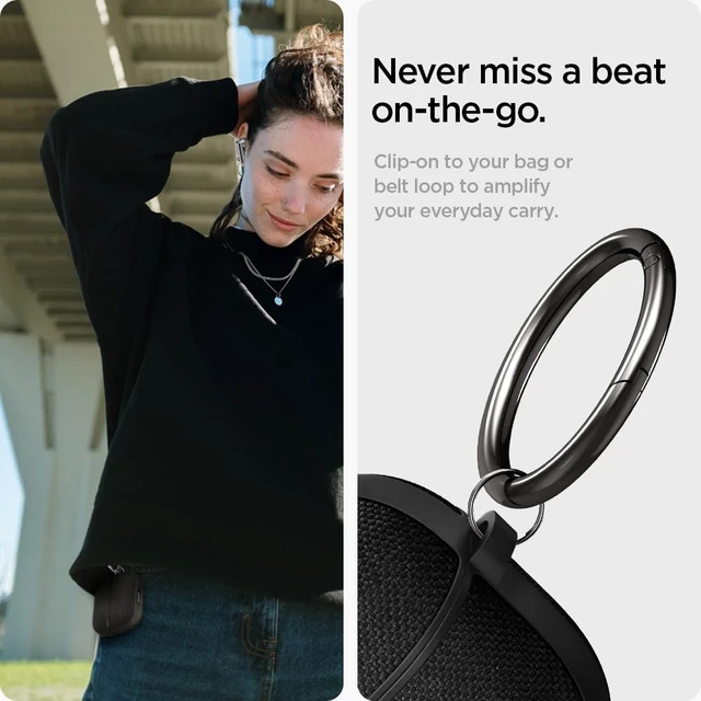 Alt view image 5 of 6 - Urban Fit Designed for Galaxy Buds3, Buds3 Pro & 3 FE (2025/2024) Premium Nylon Fabric, Carabiner Included, Wireless Charging Compatible, Black