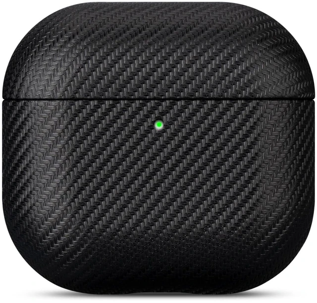 Main image of Case for AirPods 5 / AirPods 4 Carbon Fiber Style Vegan Leather Case Handmade Protective Hard Shell Cover - PU Leather & PC Dual Layer Protection - Air Pods 5th Generation Case Cover - Black