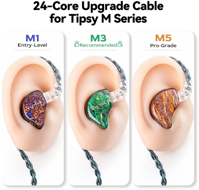 Alt view image 7 of 7 - Tipsy Melody 3 IEM Upgrade Cable, 6.5ft (2m) Long, Enhanced Mids & Bass, 24-Core Silver-Plated, Deep Green (0.78mm- Recessed 2 Pin)