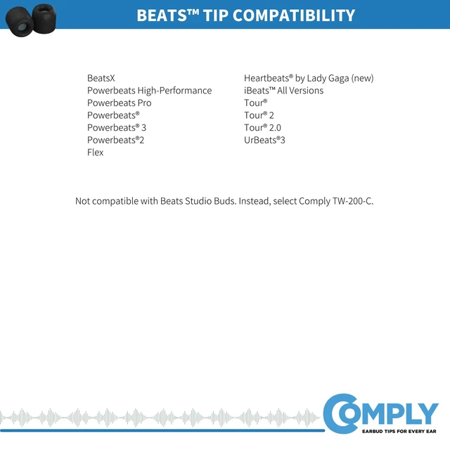 Alt view image 7 of 7 - Memory Foam Replacement Ear Tips, Black, Large (3 Pairs) For Beats Powerbeats Pro, Flex, X, Powerbeats 1, 2, 3, Ultimate Comfort, Secure Fit, Superior Noise Isolation