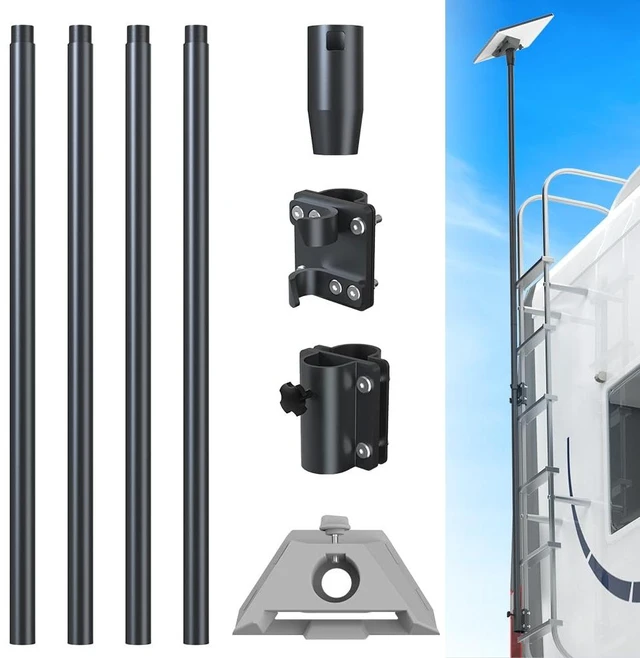 Main image of RV Ladder Mount Kit for Starlink Mini,9.75 inch Starlink Mini Flag Pole Mount with Adapter & Adjustable Mounting Kit,Fits 0.98 to 1.25 Inch Round Ladder Rails