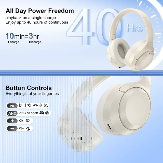Alt view image 6 of 7 - Samsung Wireless Headphones, 3.5mm AUX Laptop, Bluetooth Headset | Noise Canceling Headphones with Microphone HiFi Stereo Foldable for Samsung Galaxy S26 Ultra S25 FE Z Fold8 Flip8 A17 A37 A57