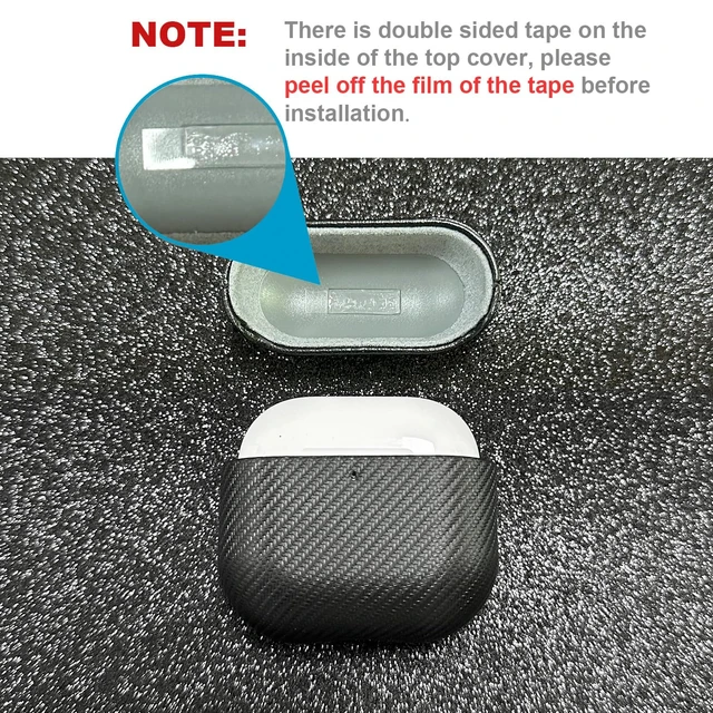 Alt view image 3 of 6 - Case for AirPods 5 / AirPods 4 Carbon Fiber Style Vegan Leather Case Handmade Protective Hard Shell Cover - PU Leather & PC Dual Layer Protection - Air Pods 5th Generation Case Cover - Black