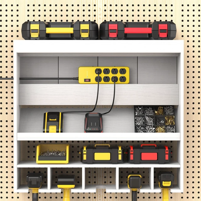 Alt view image 4 of 7 - Heavy Duty Power Strip,Industrial Heavy Metal Case Surge Protector,8 AC Outlets,15Amp,2700 Joules,Protected' Indicator,14 Gauge Cord (Yellow, 6FT Length)