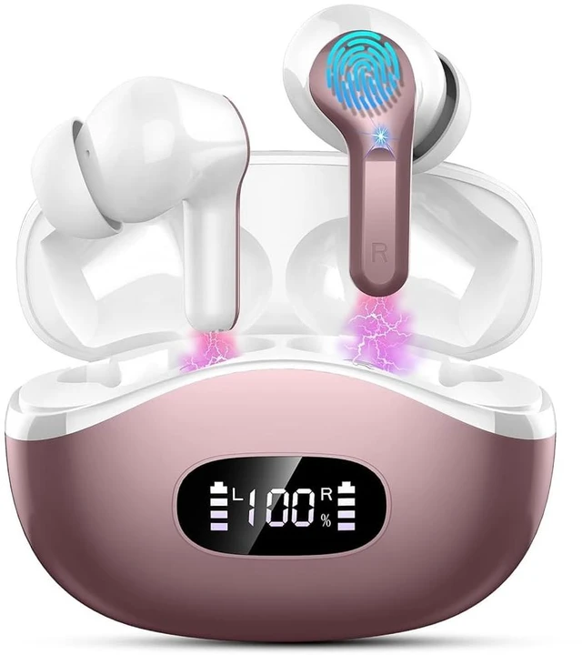 Main image of Wireless Earbuds, 2026 Bluetooth 5.4 Headphones NEW Ear Buds 40H Bass Stereo in-Ear Earphones ENC Noise Cancelling Earbuds with 4 HD Mic, USB-C LED Display IP7 Waterproof Sport Headset for Android iOS