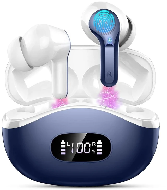 Main image of Wireless Earbuds, 2026 Bluetooth 5.4 Headphones NEW Ear Buds 40H Bass Stereo in-Ear Earphones ENC Noise Cancelling Earbuds with 4 HD Mic, USB-C LED Display IP7 Waterproof Sport Headset for Android iOS