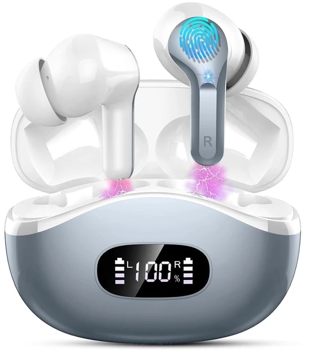 Main image of Wireless Earbuds, 2026 Bluetooth 5.4 Headphones NEW Ear Buds 40H Bass Stereo in-Ear Earphones ENC Noise Cancelling Earbuds with 4 HD Mic, USB-C LED Display IP7 Waterproof Sport Headset for Android iOS