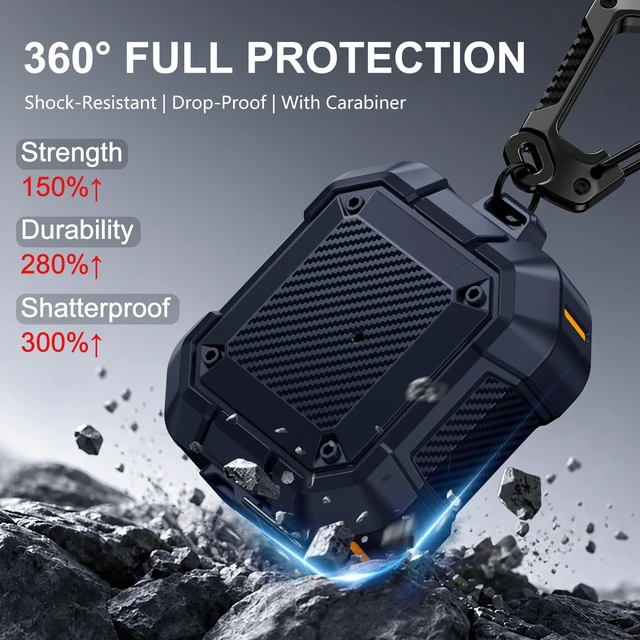 Alt view image 2 of 7 - for AirPods 5 & 4 Case (2026-2024),Dual Secure Lock Cover (Blue) Compatible with Apple AirPods 5 &4 Case Cover with Keychain&Cleaner Kit,Full Body Shockproof Protective Case Hard Shell