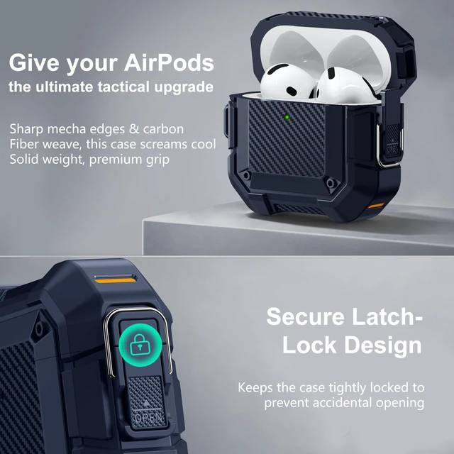 Alt view image 4 of 7 - for AirPods 5 & 4 Case (2026-2024),Dual Secure Lock Cover (Blue) Compatible with Apple AirPods 5 &4 Case Cover with Keychain&Cleaner Kit,Full Body Shockproof Protective Case Hard Shell