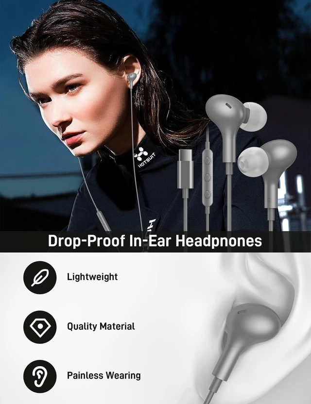 Alt view image 2 of 7 - USB C Headphones for Apple/iPhone Duo 18 17 16 15 Wired Earbuds with Case Soft Small in Ear Buds HiFi Type C USBC Earphones Corded Wire with Microphone Volume Control for Samsung S26 S25/Pixel 11 10
