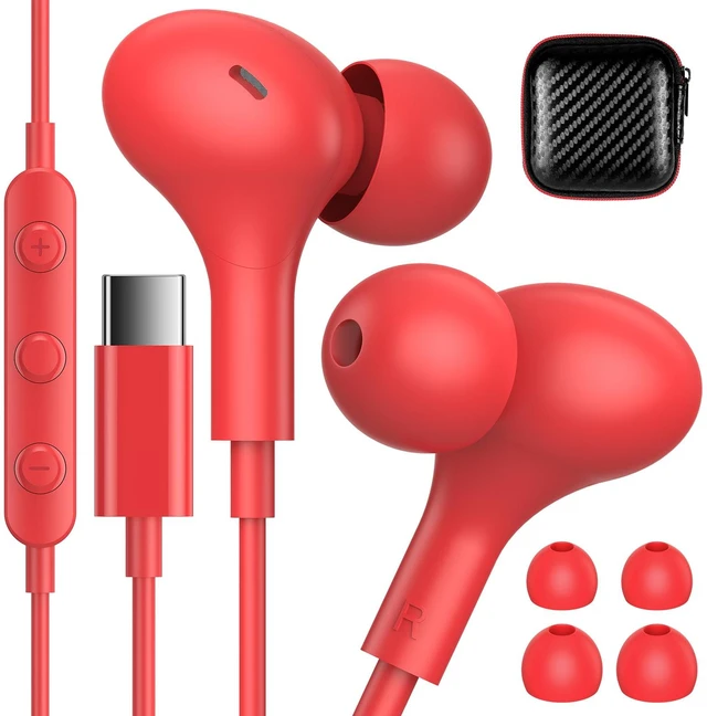 Main image of USB C Headphones for Apple/iPhone Duo 18 17 16 15 Wired Earbuds with Case Soft Small in Ear Buds HiFi Type C USBC Earphones Corded Wire with Microphone Volume Control for Samsung S26 S25/Pixel 11 10