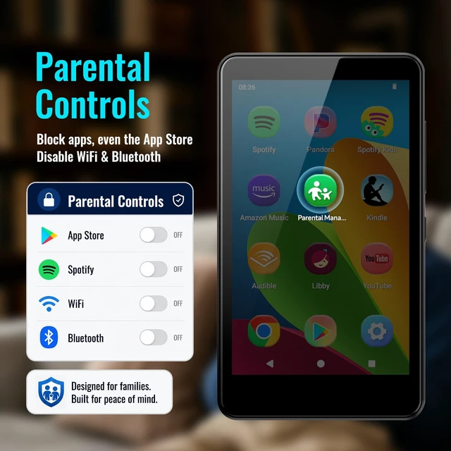 Alt view image 2 of 7 - MP3 Player for Kids with Spotify, Parental Controls, Android 14 Play Store, Spotify Kids, Audible, Music, Libby, Eye-Friendly Night Mode, Up to 512GB, Updated M4S