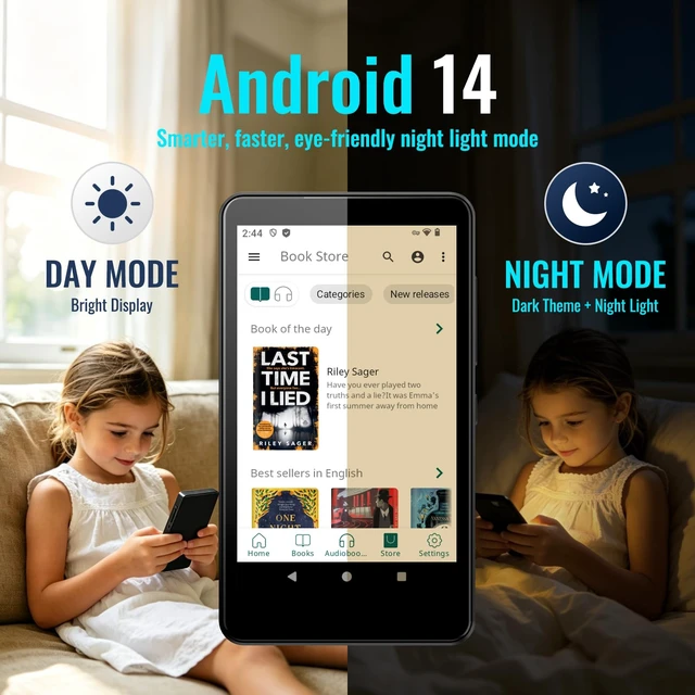 Alt view image 3 of 7 - MP3 Player for Kids with Spotify, Parental Controls, Android 14 Play Store, Spotify Kids, Audible, Music, Libby, Eye-Friendly Night Mode, Up to 512GB, Updated M4S