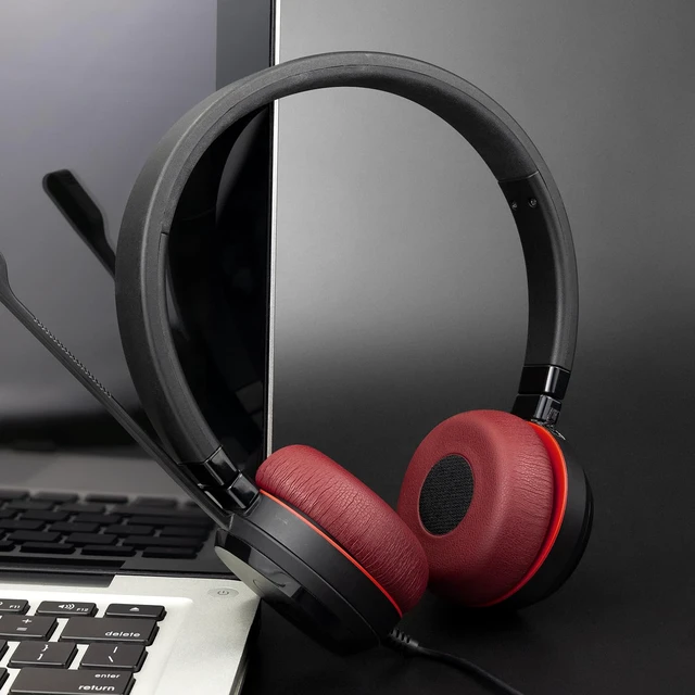 Alt view image 2 of 7 - Replacement Ear Cushions for Jabra Evolve 65(65UC/65MS), 20(20SE/20UC/20MS), 30(US/II), 40(UC/MS) Headsets - Burgundy