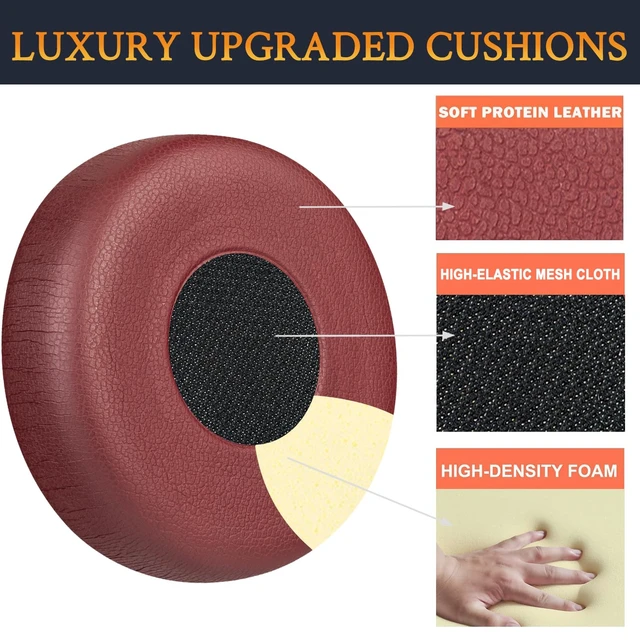 Alt view image 4 of 7 - Replacement Ear Cushions for Jabra Evolve 65(65UC/65MS), 20(20SE/20UC/20MS), 30(US/II), 40(UC/MS) Headsets - Burgundy