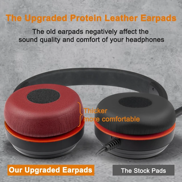 Alt view image 6 of 7 - Replacement Ear Cushions for Jabra Evolve 65(65UC/65MS), 20(20SE/20UC/20MS), 30(US/II), 40(UC/MS) Headsets - Burgundy