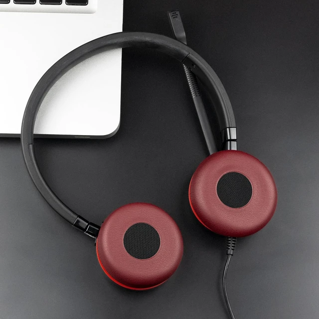 Alt view image 7 of 7 - Replacement Ear Cushions for Jabra Evolve 65(65UC/65MS), 20(20SE/20UC/20MS), 30(US/II), 40(UC/MS) Headsets - Burgundy