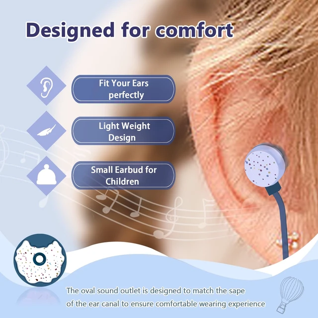 Alt view image 2 of 7 - Donut Kids Earbuds for School, Earbuds for Kid Size Wired Earphones In-Ear Headphones with Microphone and Storage Case Gifts for Girls and Boys (Blue)