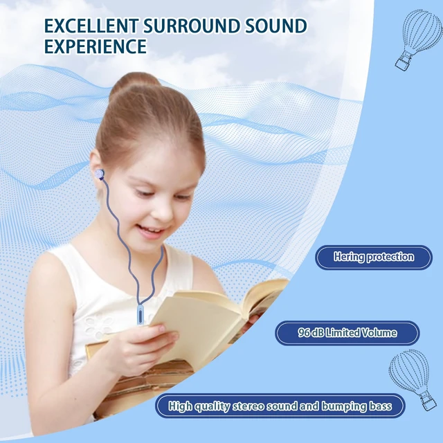 Alt view image 4 of 7 - Donut Kids Earbuds for School, Earbuds for Kid Size Wired Earphones In-Ear Headphones with Microphone and Storage Case Gifts for Girls and Boys (Blue)