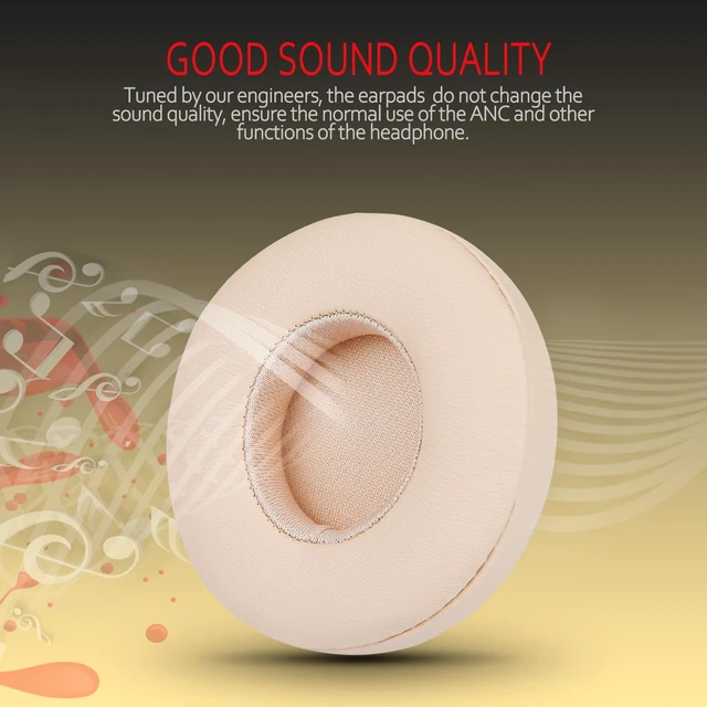 Alt view image 4 of 6 - Earpad Replacement for Beats Solo 2 & 3 Wireless/Wired Headphone, Ear Cushion Premium Protein Leather Memory Foam with Kits, Superb Comfortable Easy to Install Satin Gold