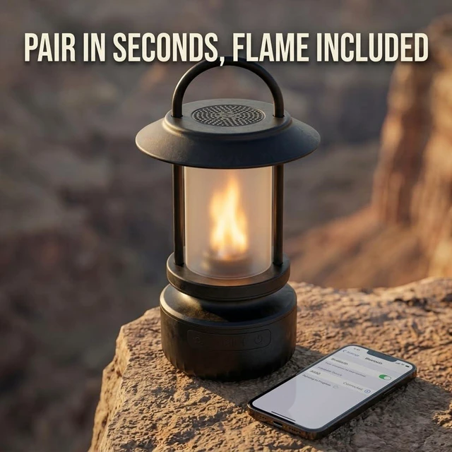 Alt view image 2 of 7 - Bluetooth Outdoor Speaker, Patented Fire Effect, 13 Color Options Black, 5W Speaker, 1 Pack, Wireless Outdoor Speakers, Powerful Sound, Perfect For Parties, Camping, Tailgating, And Home